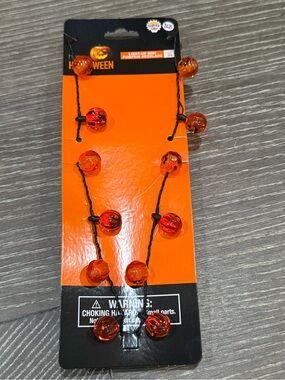 NWT Happy Halloween Orange Pumpkin String light up necklace